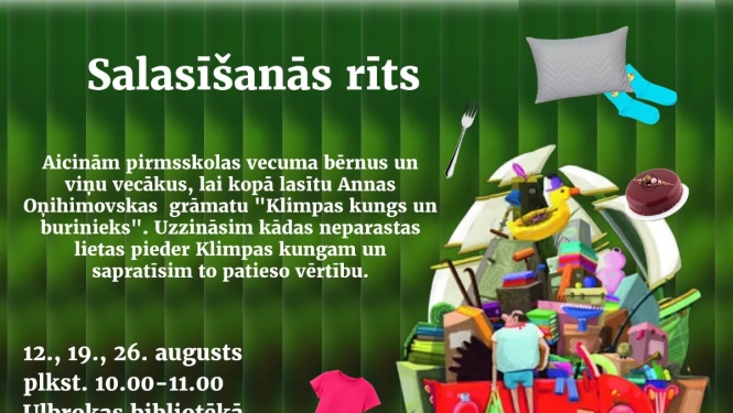 Salasīšanās rīts kopā ar pirmsskolas vecuma bērniem un viņu vecākiem.