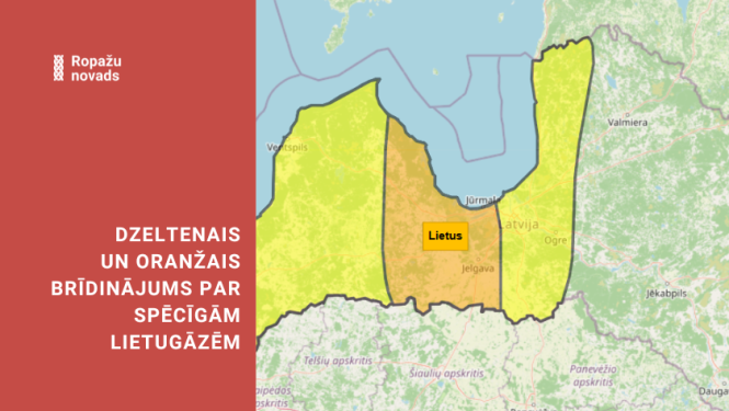 dzeltenais un oranžais brīdinājums par spēcīgu lietu