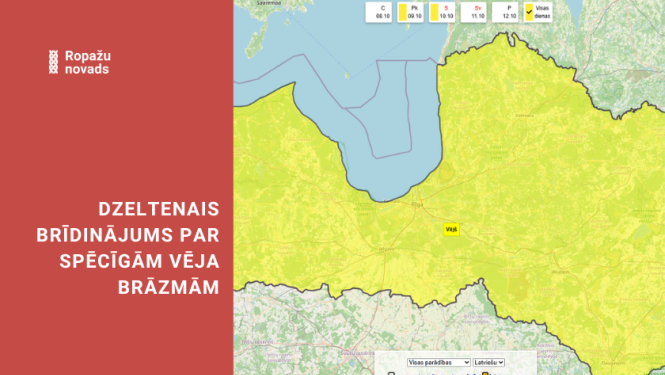 dzeltenais brīdinājums par spēcīgu negaisu