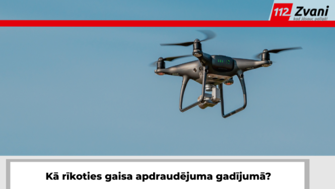 kā rīkoties gaisa apdraudējuma gadījumā? bildē drons