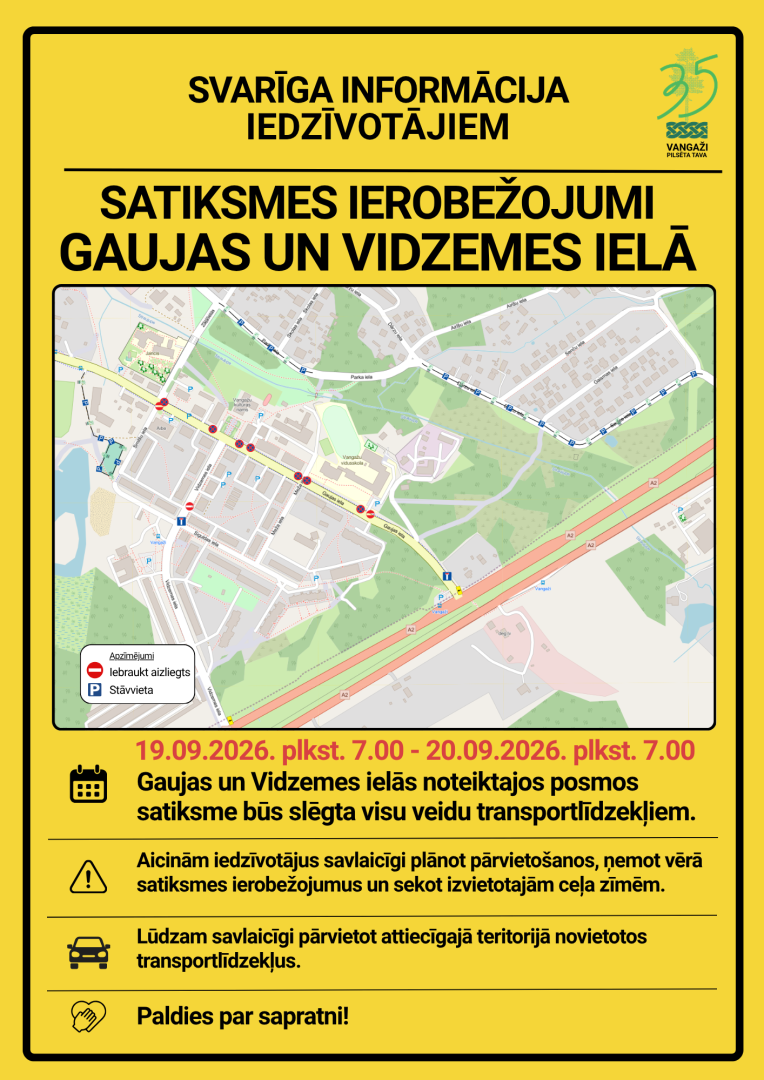 satiksmes izmaiņas Vangažos
