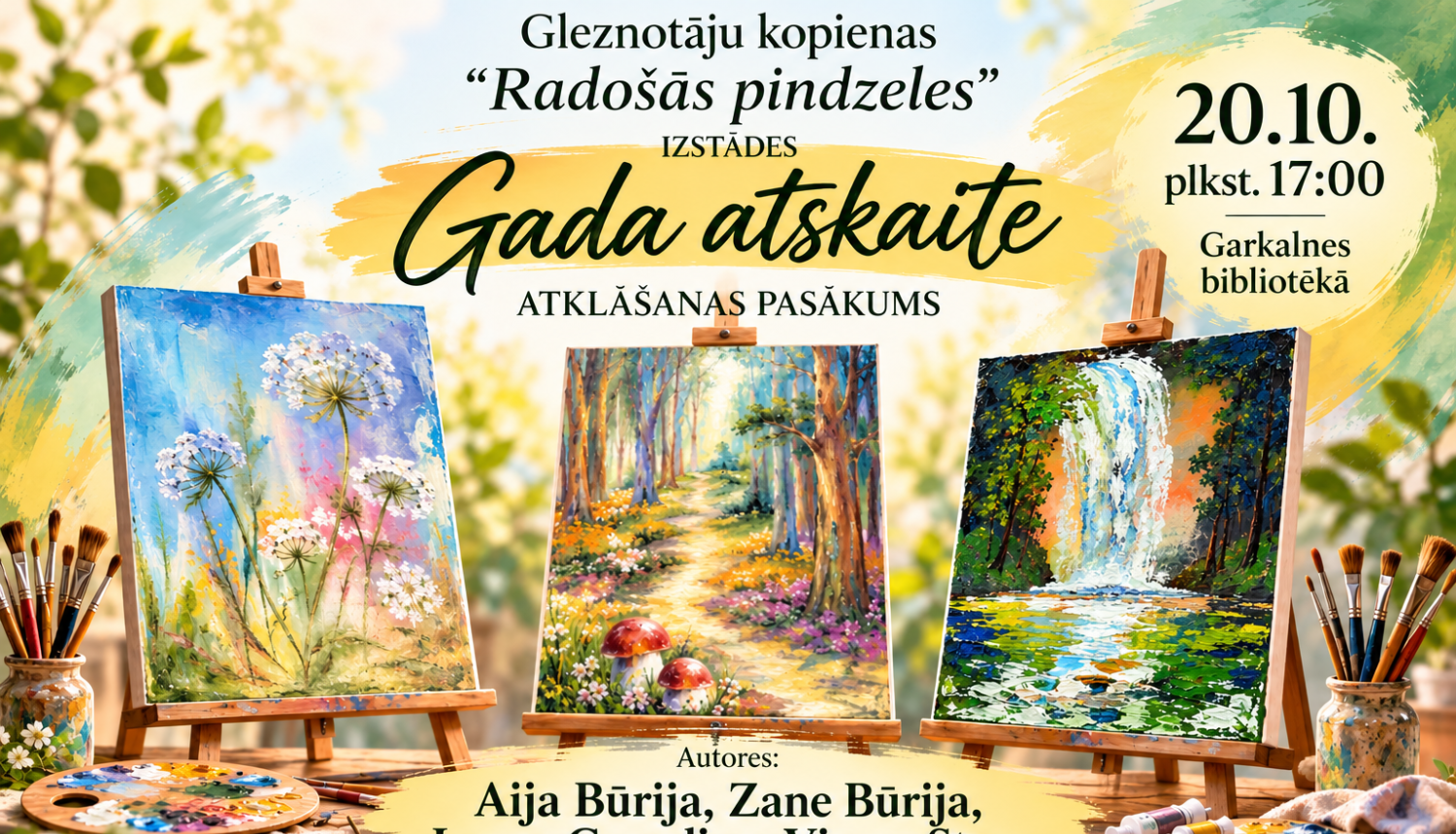 Brīvmākslinieku grupa "Radošās pindzeles" gleznu izstāde, afiša