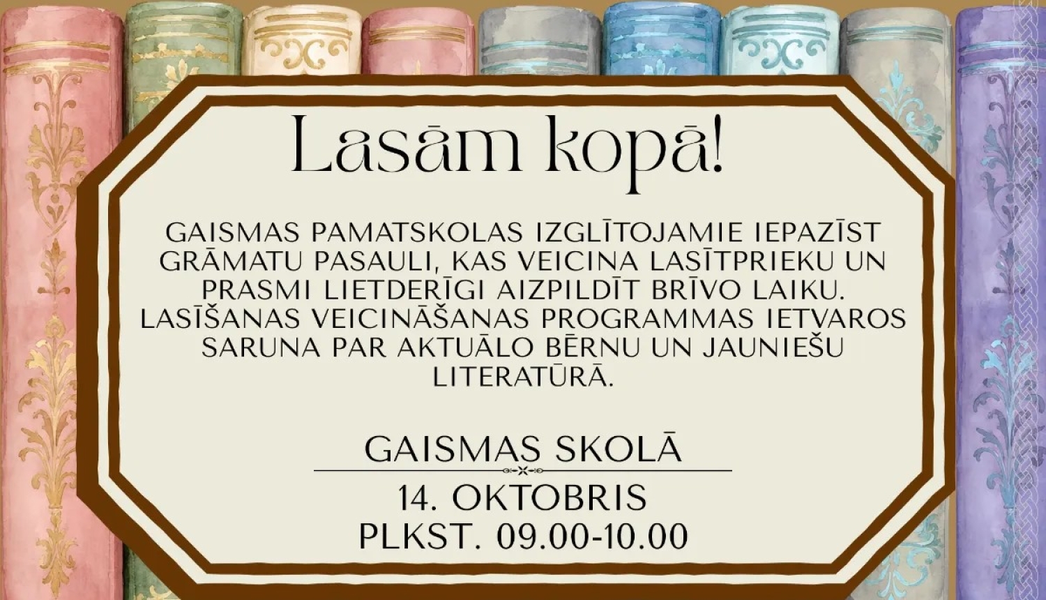 Nodarbība  "Lasām kopā", afiša