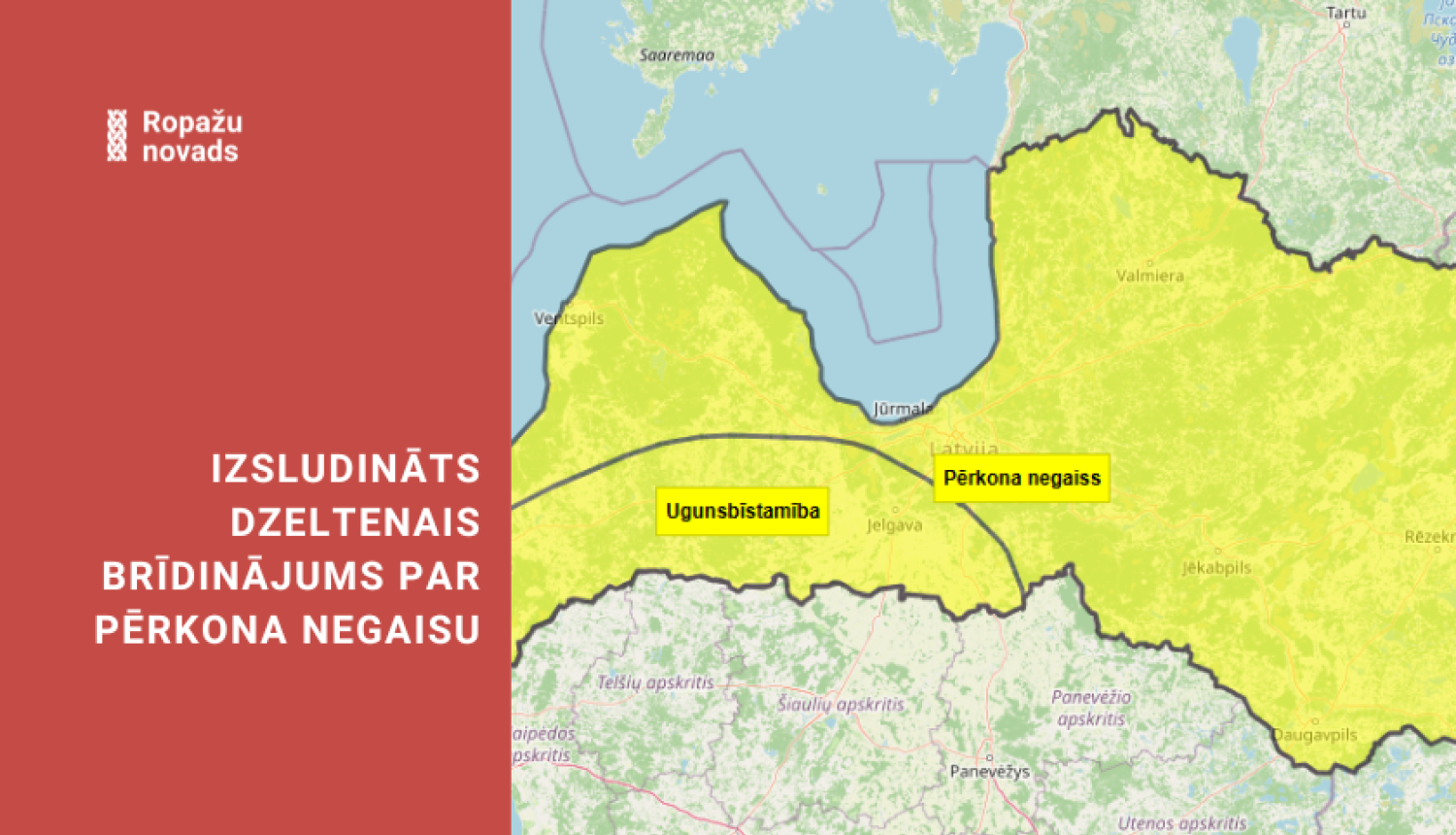 dzeltenais brīdinājums par spēcīgu negaisu