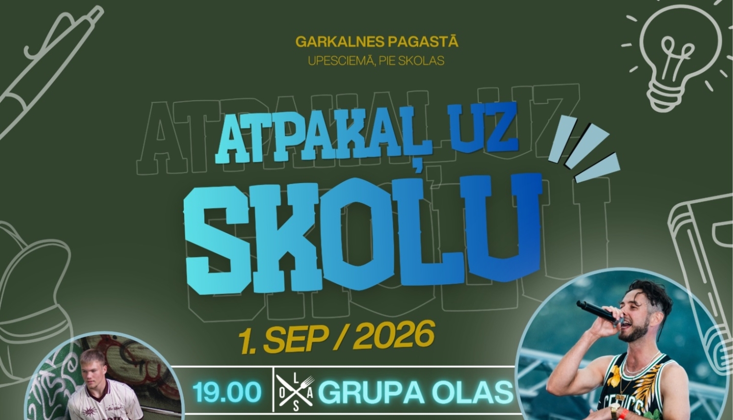 Pasākums 1. septembrī jauniešiem Garkalnes pagastā, afiša