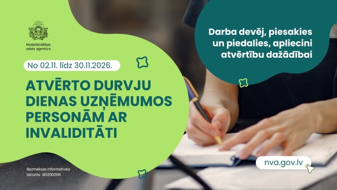 NVA aicina darba devējus pieteikties dalībai ikgadējā pasākumā “Atvērto durvju dienas uzņēmumos personām ar invaliditāti”