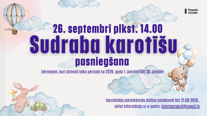 udraba karotīšu pasniegšana Ropažu novadā deklarētajiem bērniņiem, afiša
