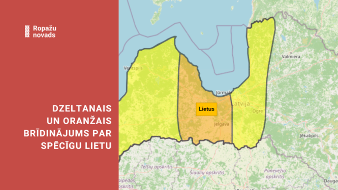 dzeltenais un oranžais brīdinājums par spēcīgu lietu