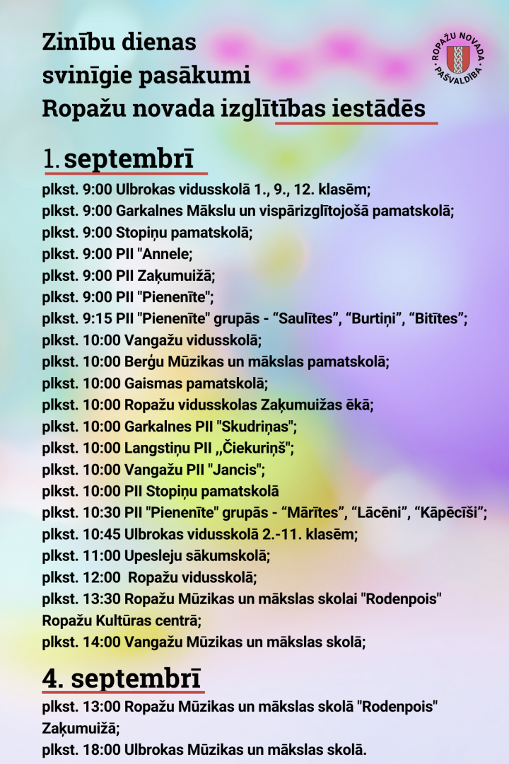 Svinīgie pasākumi 1.septembrī