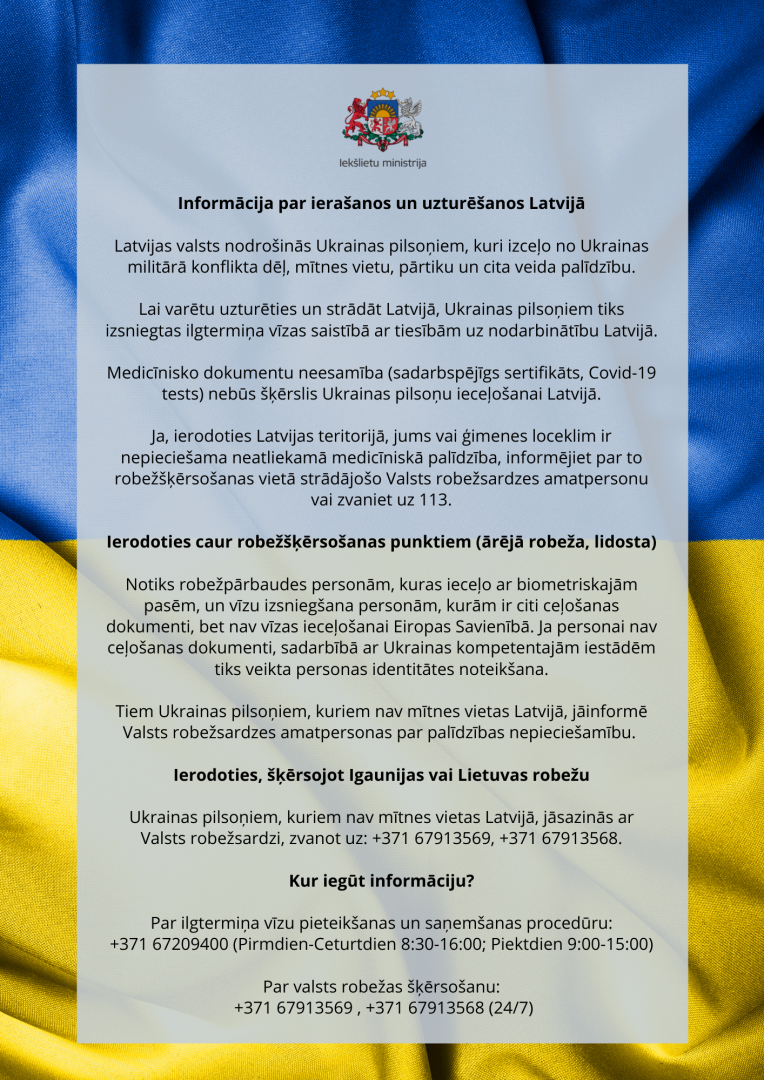 Informācija bēgļiem no Ukrainas par ierašanos Latvijā