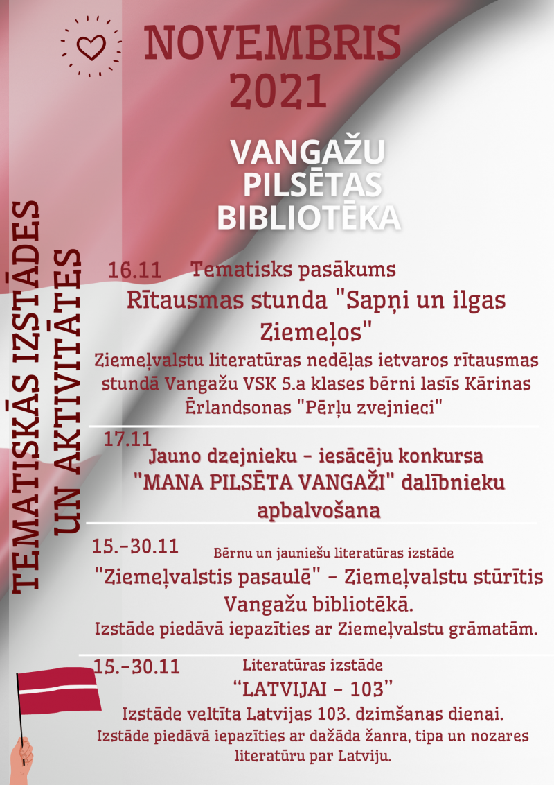 Valsts svētku pasākumi Vangažu bibliotēkā 2021