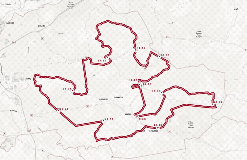 Ropaži skrien, karte