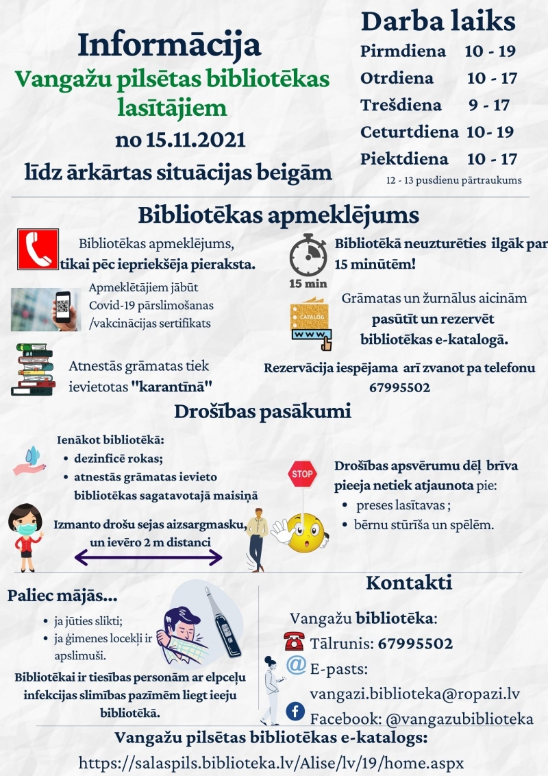 Vangažu pilsētas bibliotēkas informācija