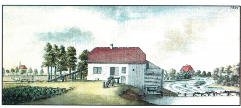 Ropažu dzirnavas 1801.gadā no J.K.Broces zīmējumu krājuma