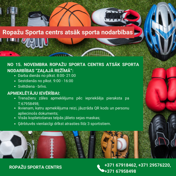 Ropazu Sporta centra darba laiks