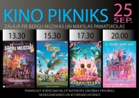 25. septembrī no 13.30 KINO PIKNIKS pie BERĢU Mūzikas un mākslas pamatskolas Upesciemā