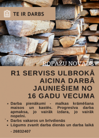 R1 Serviss Ulbrokā aicina darbā jauniešus no 16 gadiem