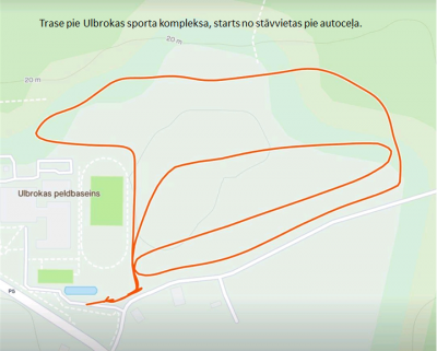 Trase pie Ulbrokas sporta kompleksa, starts no stāvvietas pie autoceļa.