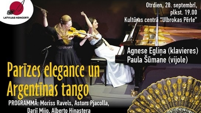 28. septembrī koncertprogramma “Parīzes elegance un Argentīnas tango”, KC "Ulbrokas Pērle"