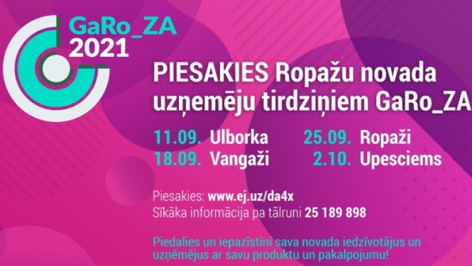 Aicina pieteikt dalību Ropažu novada uzņēmēju tirdziņiem “GaRo_ZA 2021” 