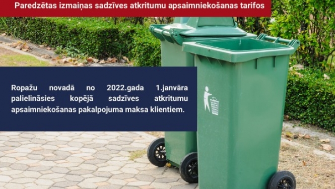 Paredzētas izmaiņas sadzīves atkritumu apsaimniekošanas tarifos