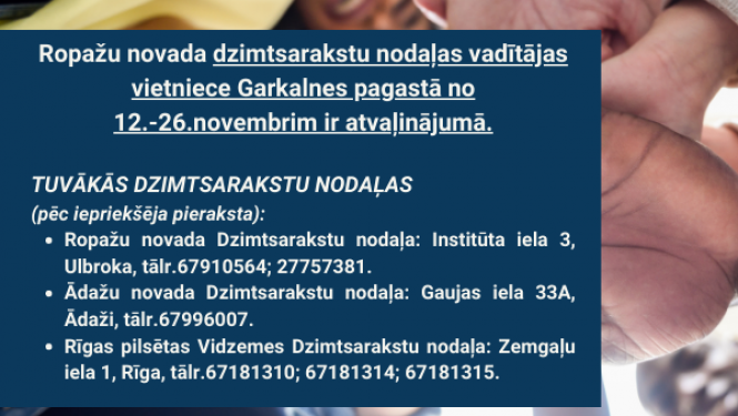 Dzimtsarakstu nodalas vaditajas vietniece atvalinajuma