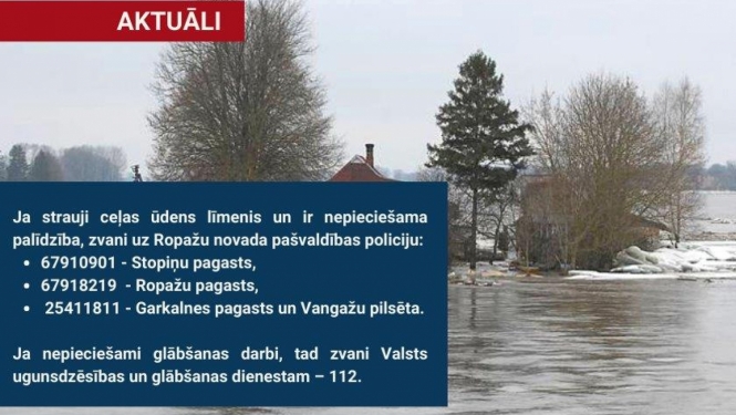 Ceļas ūdens līmenis upes, kur vērsties pēc palīdzības?