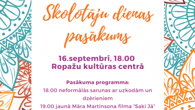 Īpašs pasākums par godu Starptautiskajai skolotāju dienai