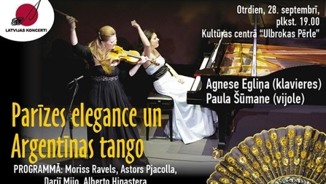 28. septembrī koncertprogramma “Parīzes elegance un Argentīnas tango”, KC "Ulbrokas Pērle"