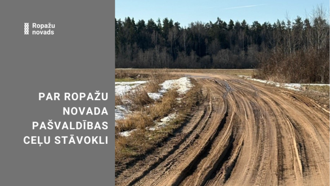 ziemas ceļš atkušņa laikā Ropažu novada ceļos