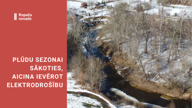 Plūdu sezonas sākums, skats no augšas uz upi