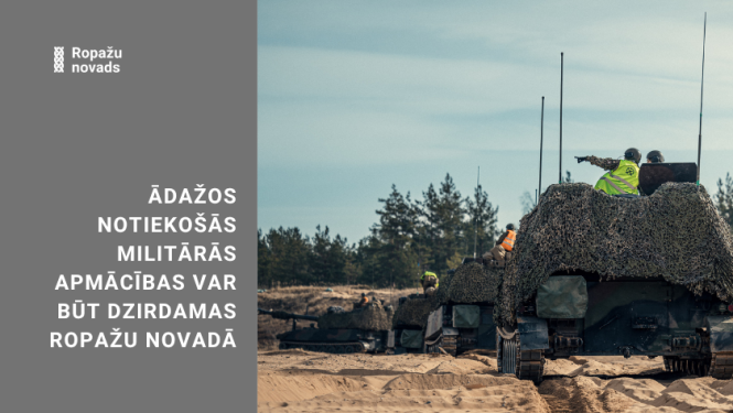 Sauszemes spēku Mehanizētā kājnieku brigādes informācija par Ādažu militājām mācībām, bildē tanks