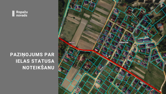 Paziņojums par pašvaldības nozīmes ielas statusa noteikšanu Riekstu ielas posmam, Ulbrokā, Stopiņu pagastā, Ropažu novadā