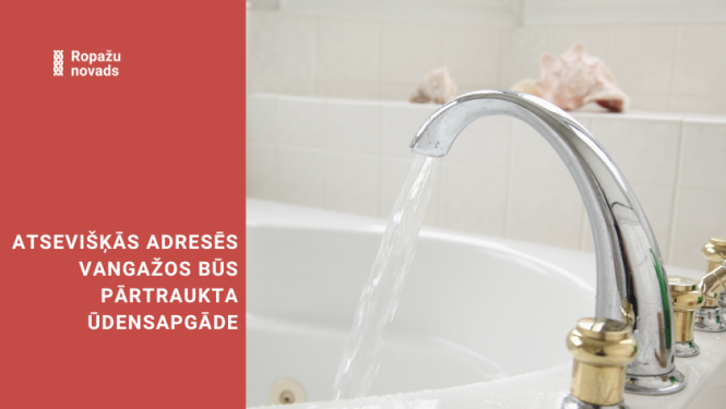 Vangažos pārtraukta ūdenspadeve, bildē jaucējkrāns vannasistabā