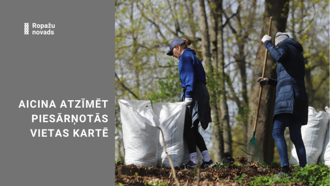 Liela Talka aicina pieteikties vietas, bildē talkotāji mežā ar maisiem
