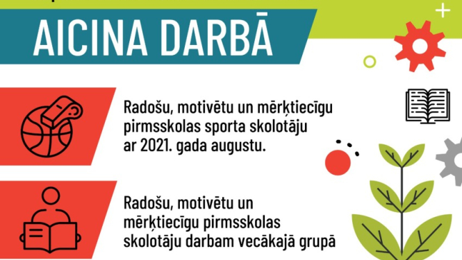 Ropažu vidusskolas pirmsskola aicina darbā pedagogus