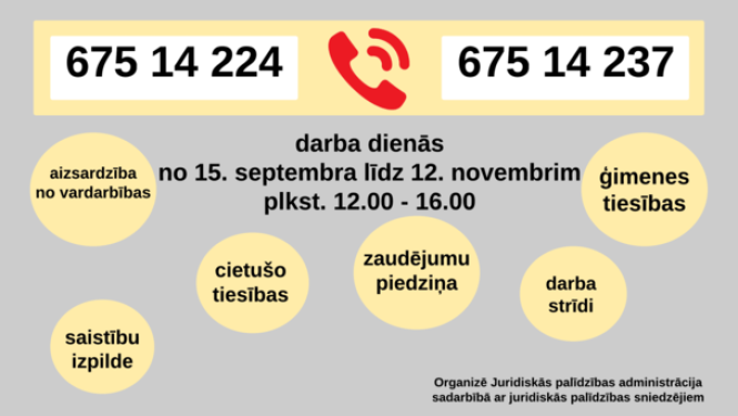 No 15. septembra būs pieejamas attālinātas juridiskās konsultācijas