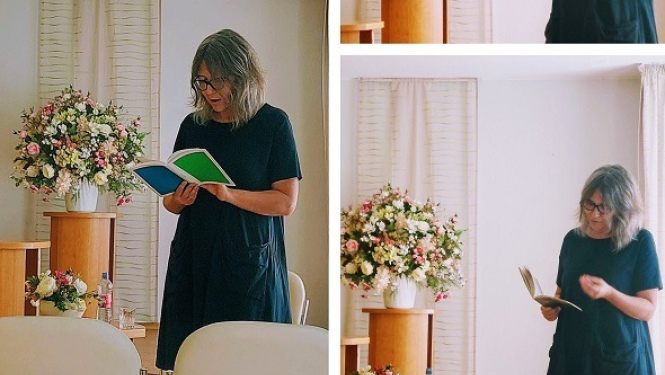 Vangažu pilsētas bibliotēkas lasītāji tiekas ar dzejnieci Annu Auziņu