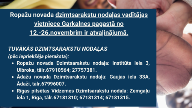 Dzimtsarakstu nodalas vaditajas vietniece atvalinajuma