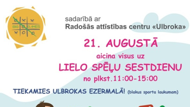 21. augustā plkst. 11.00 Lielā spēļu diena Ulbrokā