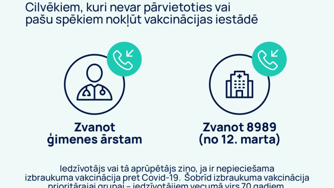 Pieteikšanās izbraukuma vakcinācijai cilvēkiem, kuri nevar pašu spēkiem nokļūt vakcinācijas iestādē