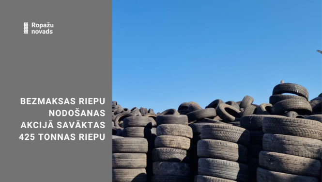 riepu nodošanas akcija, bildē autotransporta riepas sakrautas kaudzēs