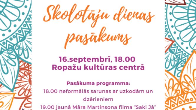 Īpašs pasākums par godu Starptautiskajai skolotāju dienai