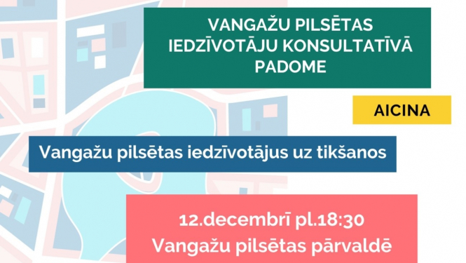 Vangažu pilsētas iedzīvotāju konsultatīvā padome aicina iedzīvotājus uz sarunu par pilsētas attīstības jautājumiem. Tikšanās notiks 12.decembrī, Vangažu pilsētas pārvaldes telpās, sākums 18:30. Iedzīvotāji savus jautājumus pirms sarunas var sūtīt uz e-pastu vangazupadome@inbox.lv !