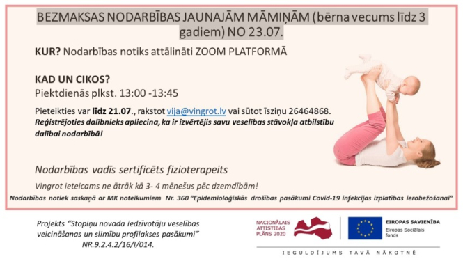 Vingrošanas nodarbības jaunajām māmiņām tiešsaistē