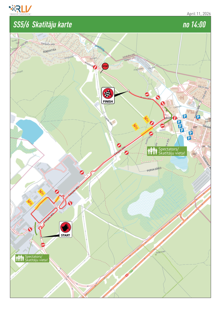 Satiksmes karte minirallija laikā Vangažos