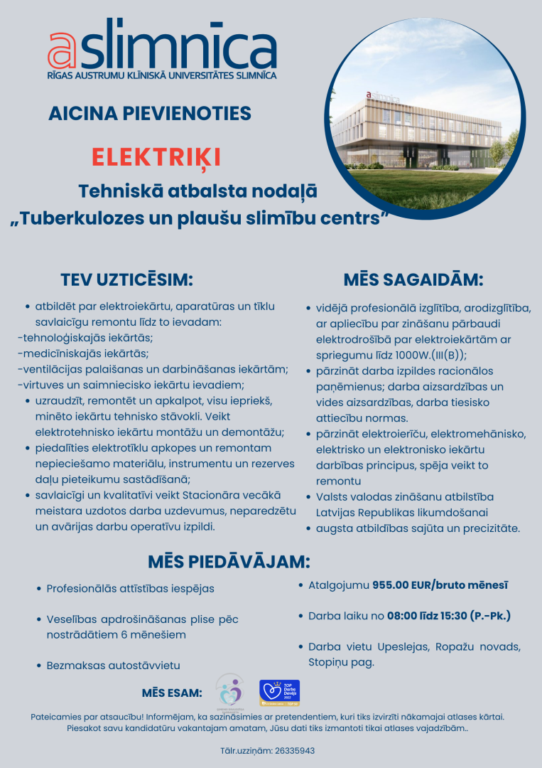 RAKUS aicina darbā elektriķi
