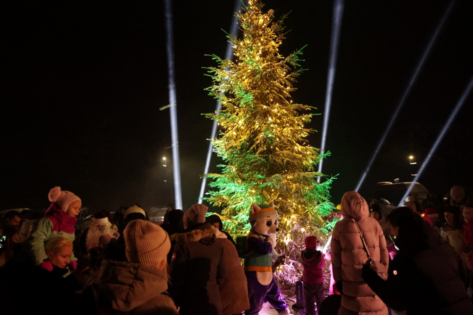 Svētku egles iedegšana Upesciemā pie Berģu Mūzikas un mākslas pamatskolas, 02.12.2023.