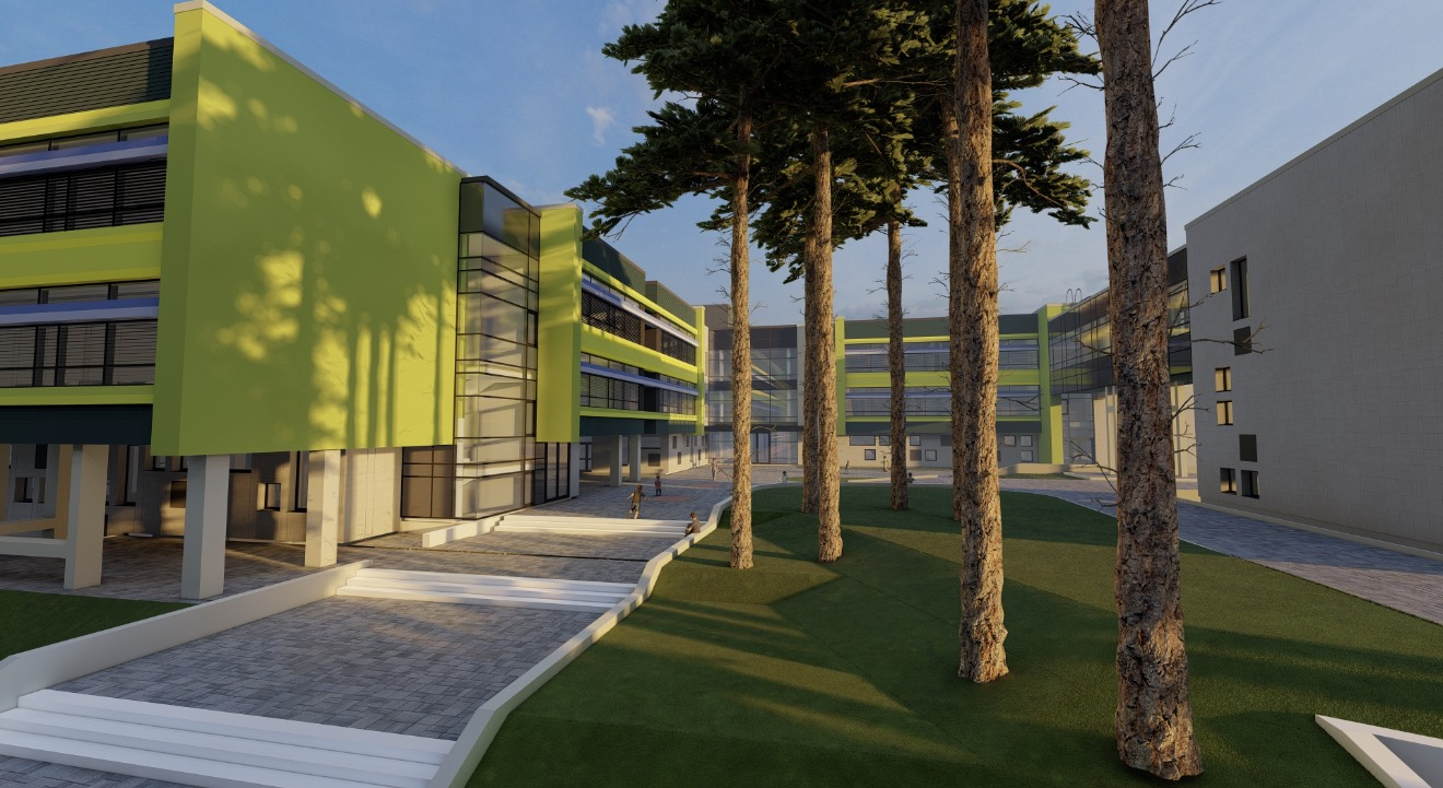 Berģu Mūzikas un mākslas skolas vizualizācijas, ārtelpa