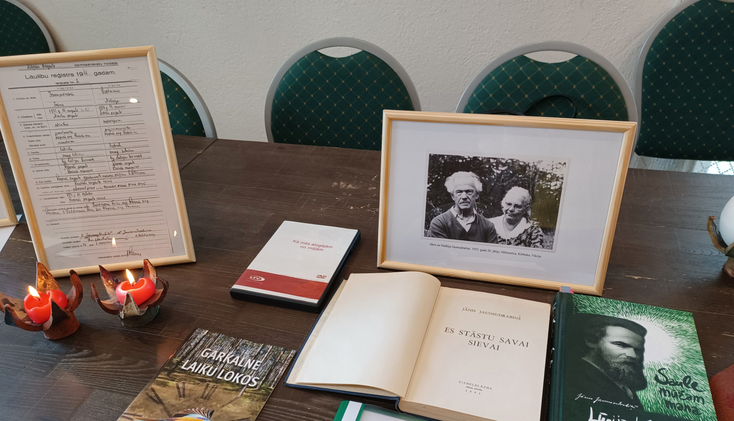 Saruna par vēsturi Jāņa Jaunsudrabiņa piemiņas istabā Garkalnes pagastā